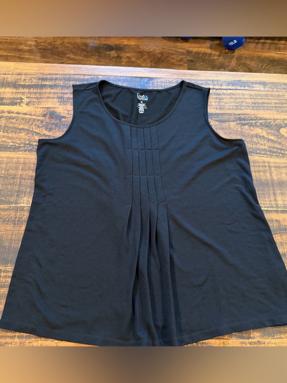 croft & barrow Black Pleated Front Scoop Neck Tank